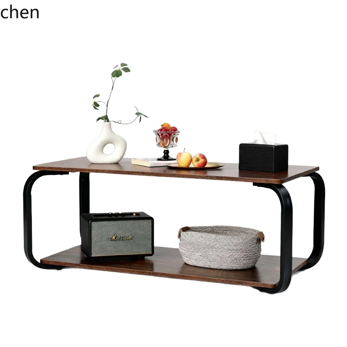 طاولة قهوة HXL بطبقة مزدوجة لغرفة المعيشة والمكتب بتصميم بسيط #4