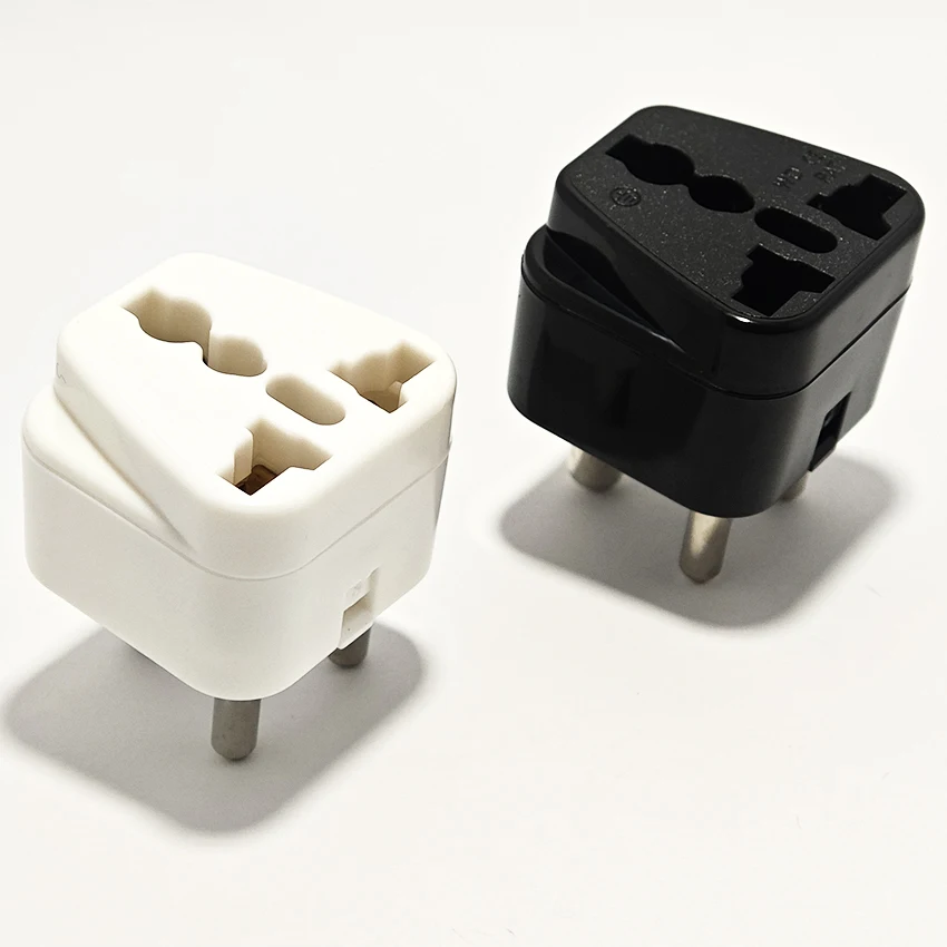 South Africa Plug 10A 250V Round 3pins For India, South Africa, Nepal Sri Lanka Tourism Travel Conversion Plug Black White