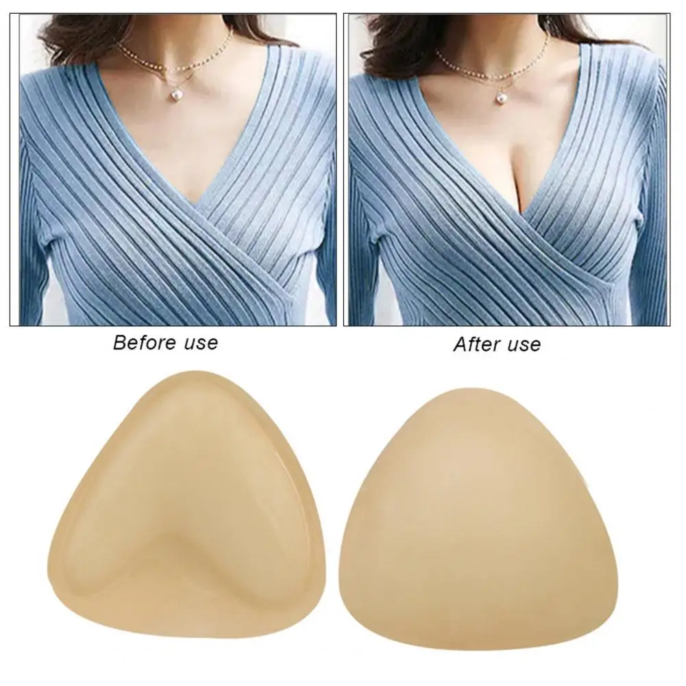 

Double-Sided Sticky Bra Inserts Invisible Lift Self-Adhesive Bra Pads Women Triangle Push Up Pads Reusable Washable Breast Pads