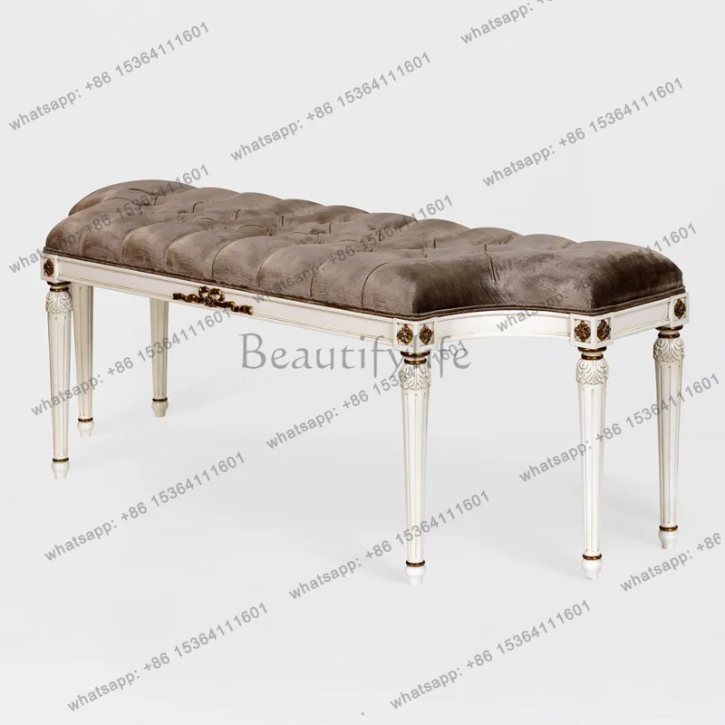English mahogany gold stool neoclassical carved old bedroom bench