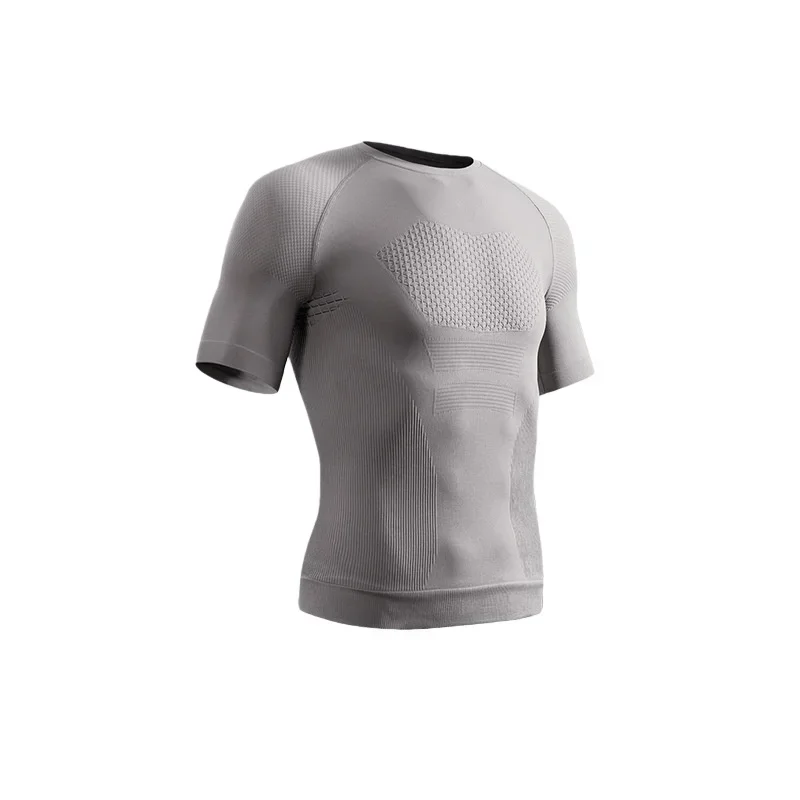Zomer Mannen Compressie Gym Running T-shirt Ademend T-shirt met korte mouwen Man Casual Tops Naadloze Fitness Shirts Man Kleding