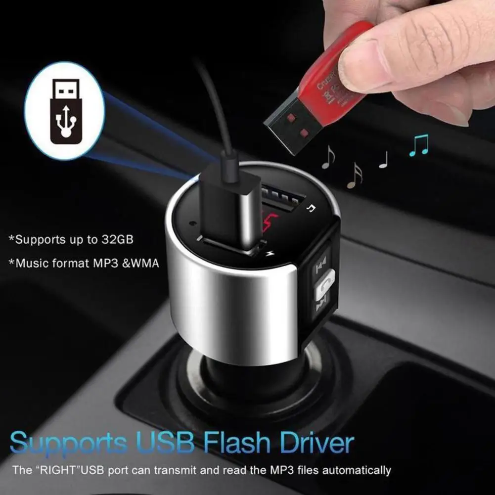 Bluetooth FM Transmitter Audio Aux Modulator Dual USB Fast Car Charger Bluetooth Handsfree Calling Car Kit Car Radio MP3 Player