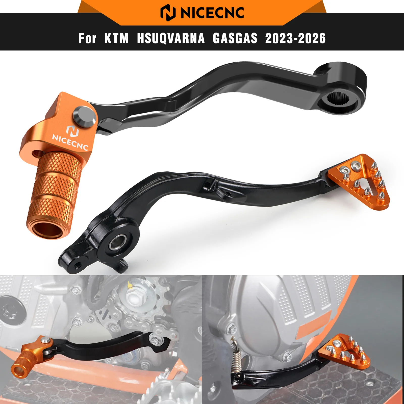 NICECNC For KTM EXC 300 250 XCW 2024 Adjustable Forged Aluminum Brake Pedal Lever Shift Lever For Husqvarna TE 300 GasGas EC 300