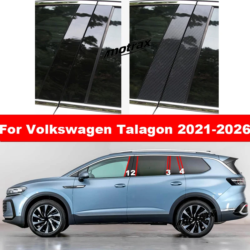Car Window Pillar Posts Door Trims Molding for Volkswagen VW Talagon 2021-2026 Anti Scratch PC Stickers Car Exterior Accessories