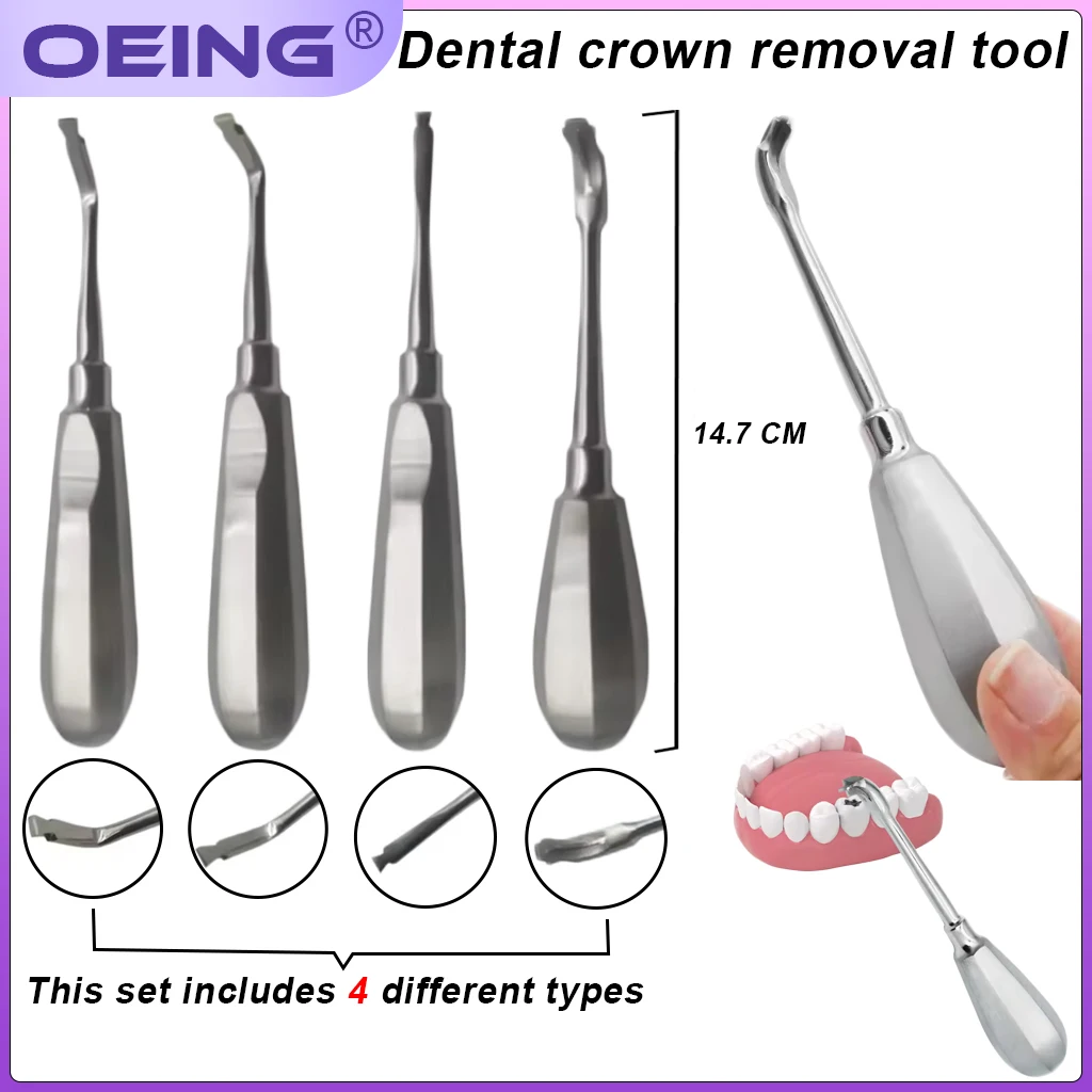 1Pcs Dental Crown Spreader Drill Dental Restoration Metal Handle Non-Slip Dental Root Elevator Forcep Cross Broken Crown Remover