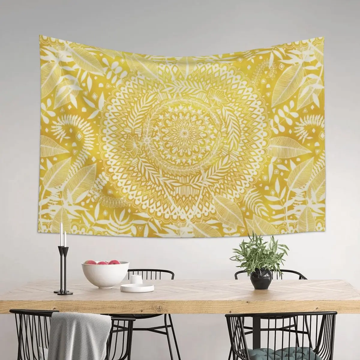 

Medallion Pattern in Mustard and Cream Tapestry Aesthetics For Room Room Decor Cute Hanging Wall Tapestry