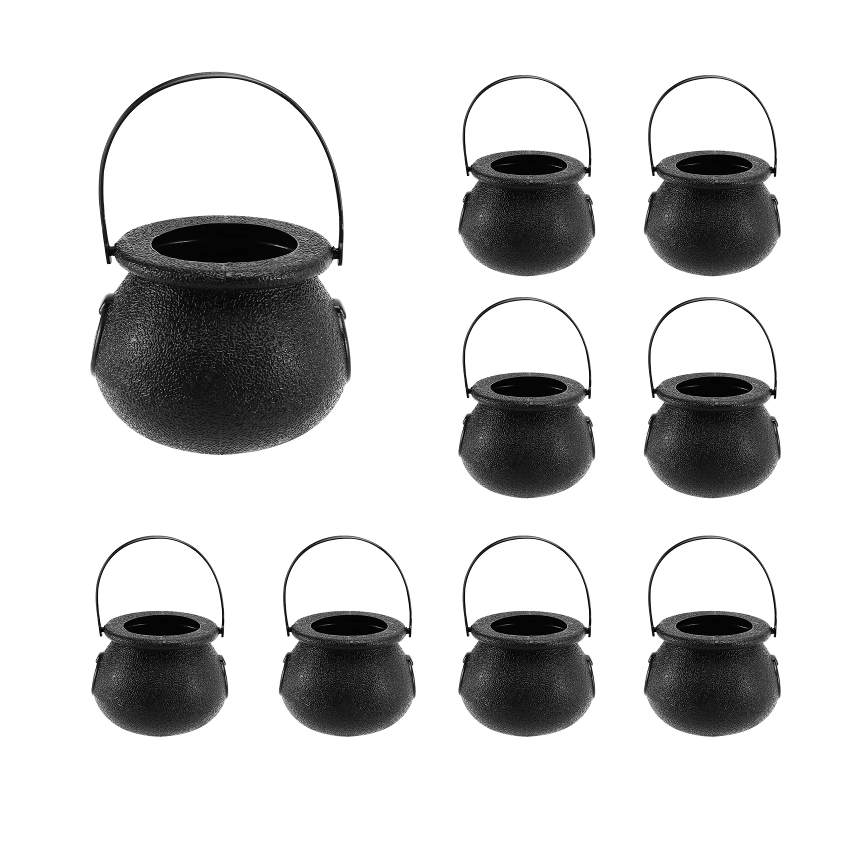 Bols à bonbons de sorcière en plastique noir, chaudrons, pot avec poignée, Halloween, pâques, faveurs du jour de la fête, paquet de 24