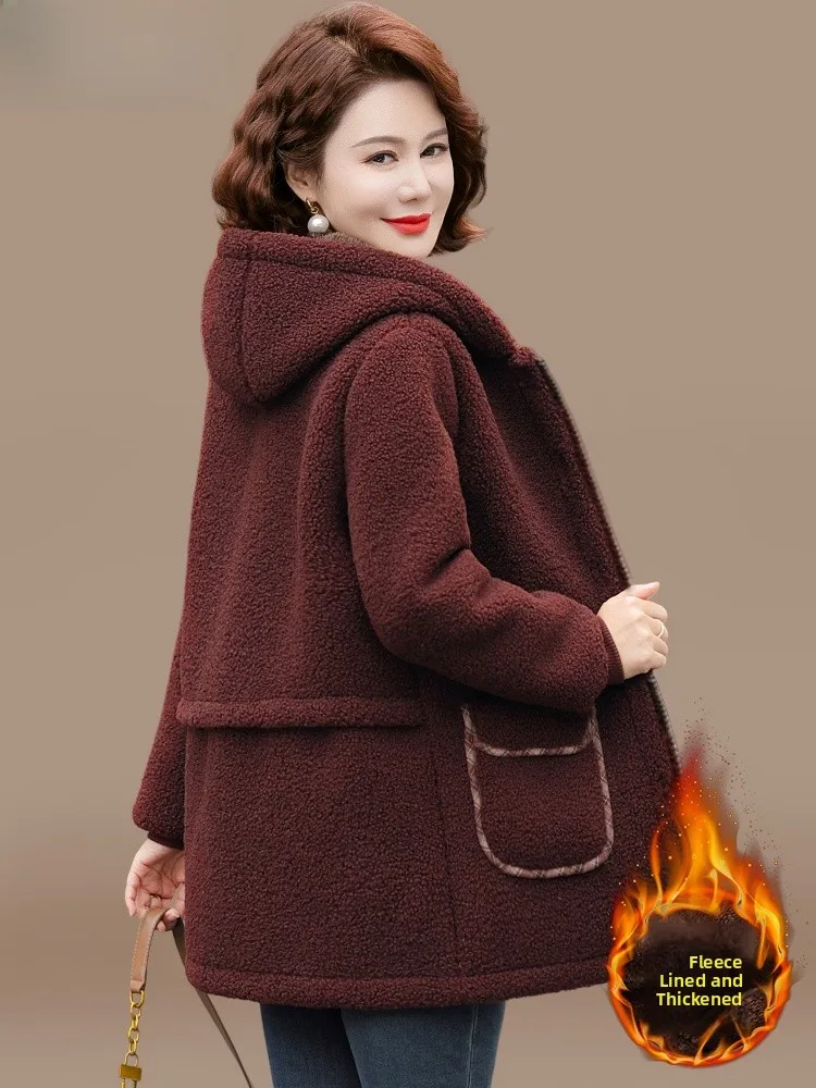 

Утепленное пальто из овечьего бархата, теплое, модное, свободного кроя, для женщин среднего и старшего возраста