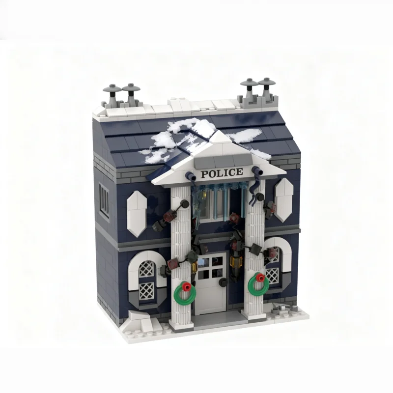 

766PCS MOC Street View Winter Village Police Station Model Custom Building Blocks Architecture DIY Assembly Display Gift Set Set