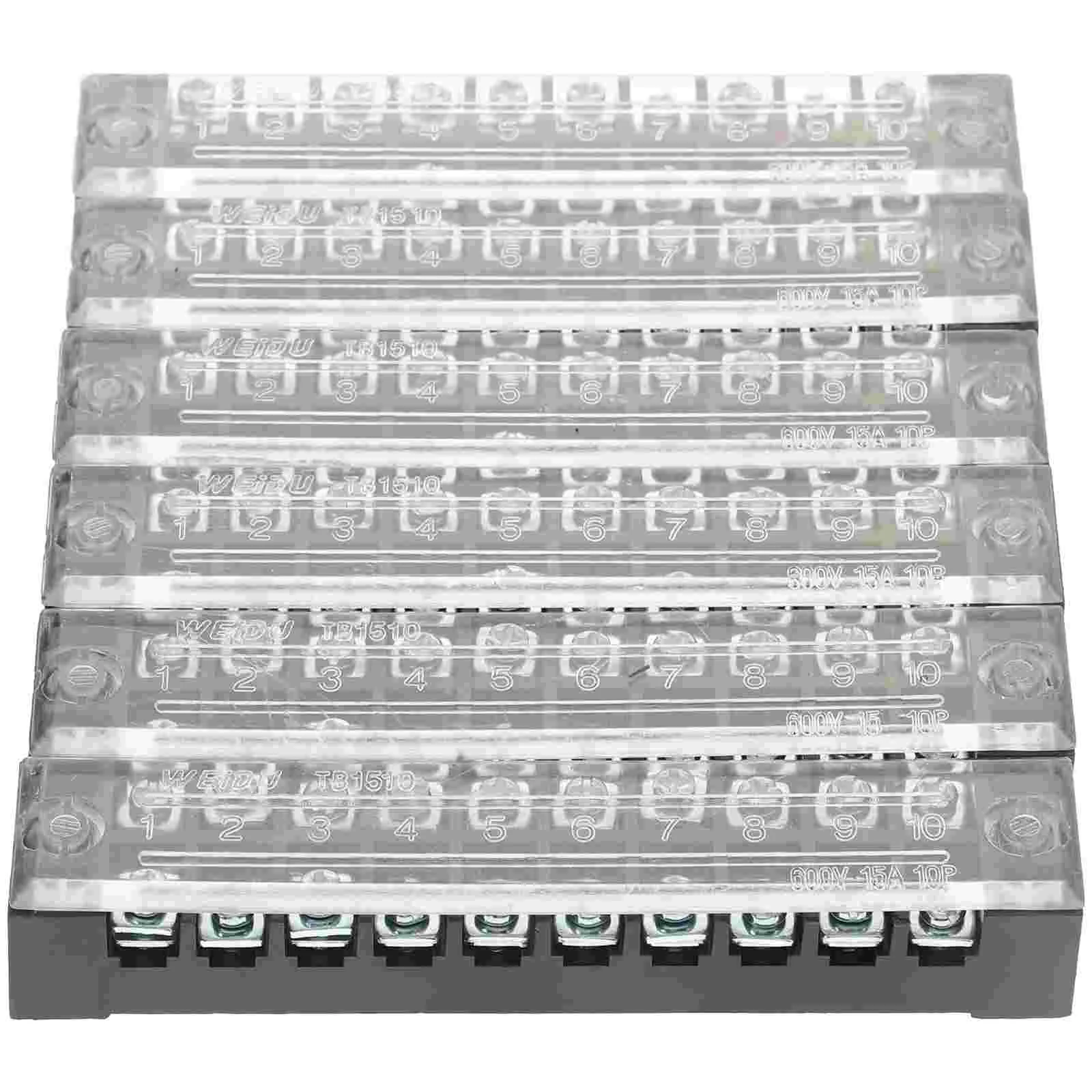 6pcs TB-1510 Terminal Block Wire Connector 15A 10-position Fixed Terminal Block Terminal Board 15A 10-position Terminal Board