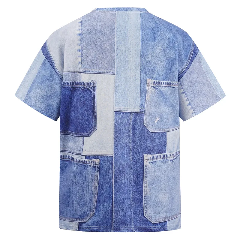 Men's High Street Printed Hip Hop T Shirts Fashion 3D Painted Tees Streetwear Loose Fit Personality Summer Short Sleeve Tops