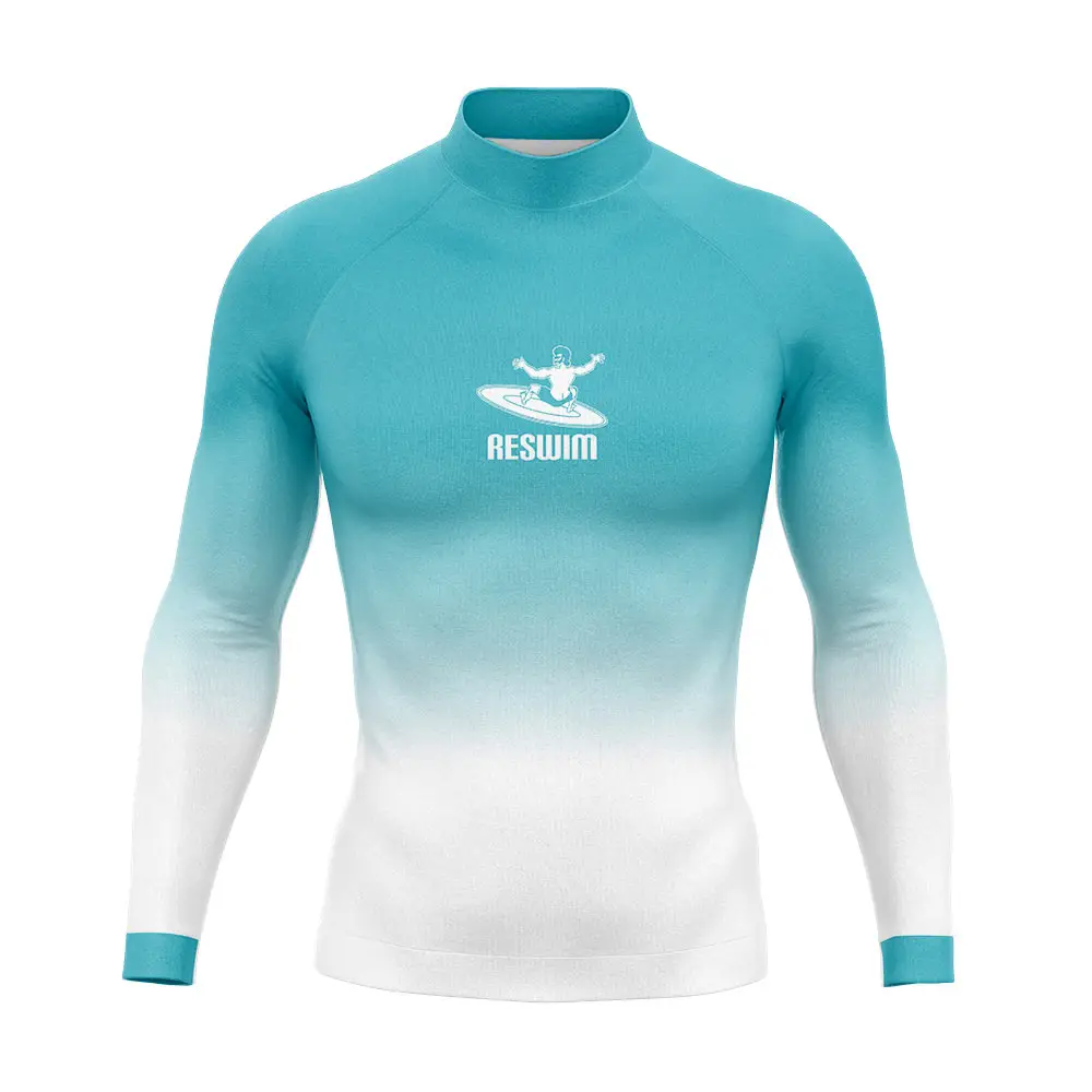 Nowy męski strój kąpielowy z długim rękawem wysypka straż Surf t shirt letni pływanie na plaży obcisłe Surf clothing UV skirsuit Rashguard