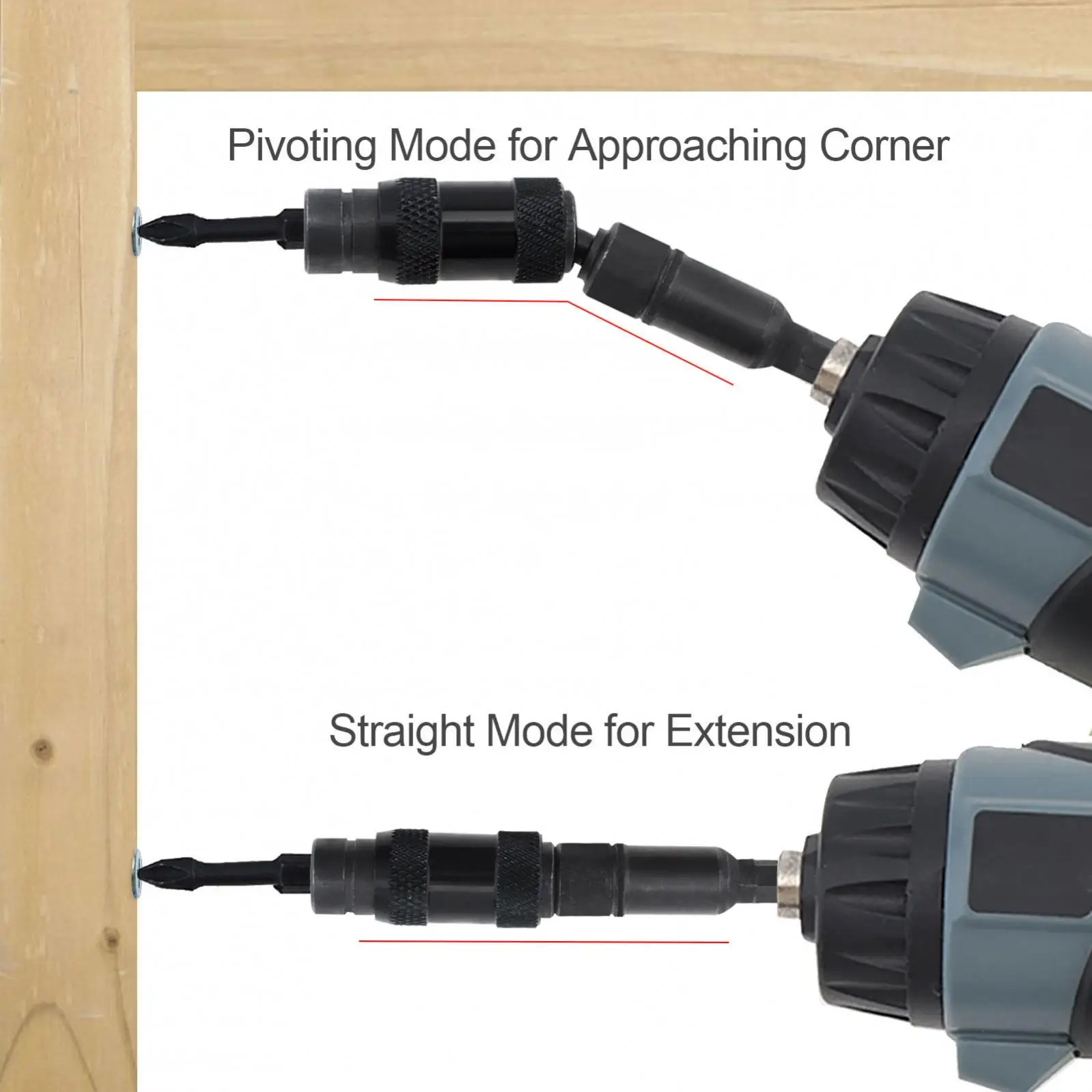 

Bendable Pivoting Bit Tip Holder 1/4 Inch Magnetic Screw Drill Tip Quick Release Swiveling Screwdriver Bit Holder for Corner