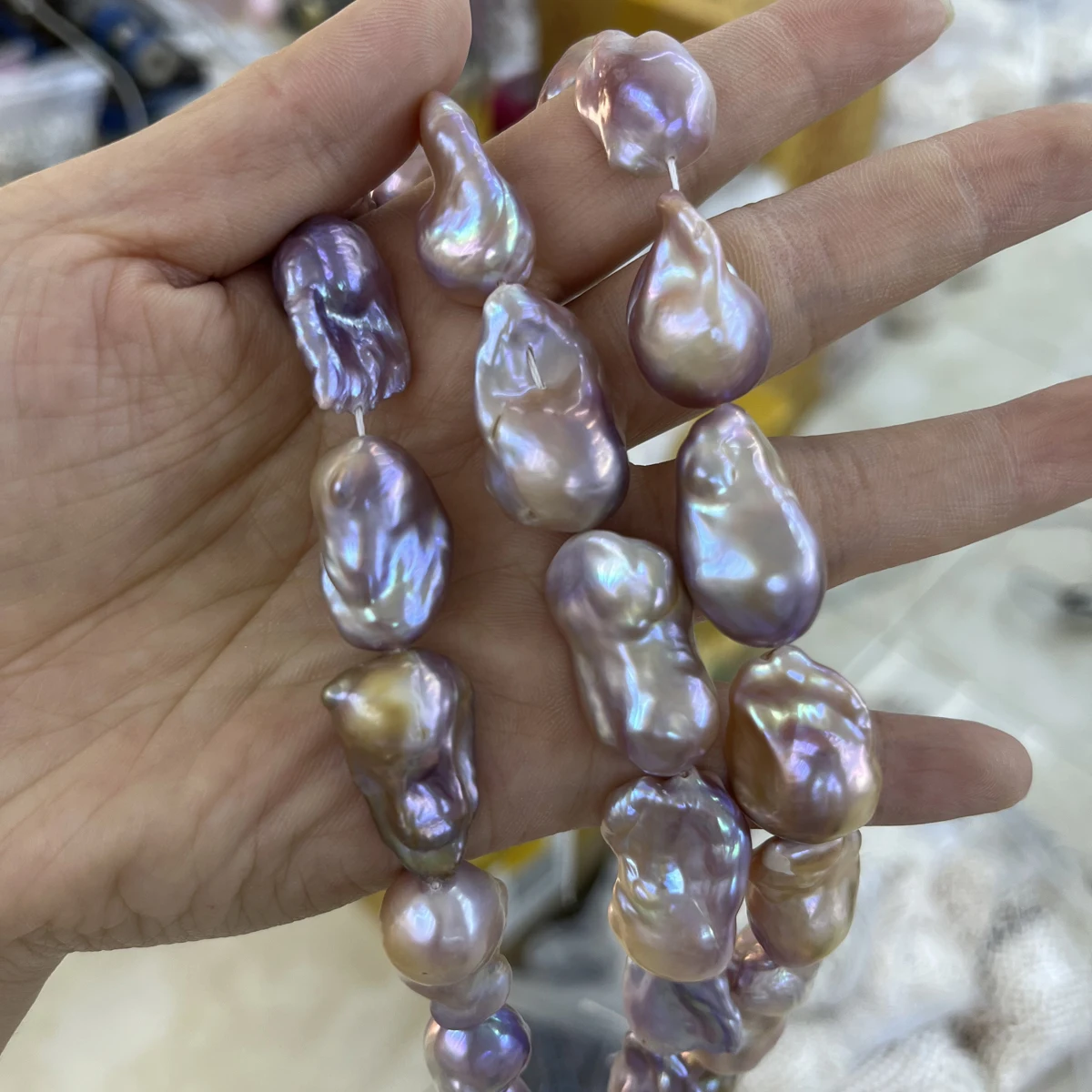 Premium AAAAA 15-20mm Irregular Tail Purple Freshwater Pearls Loose Beads High Luster Raw Material For Custom Jewelry Craft