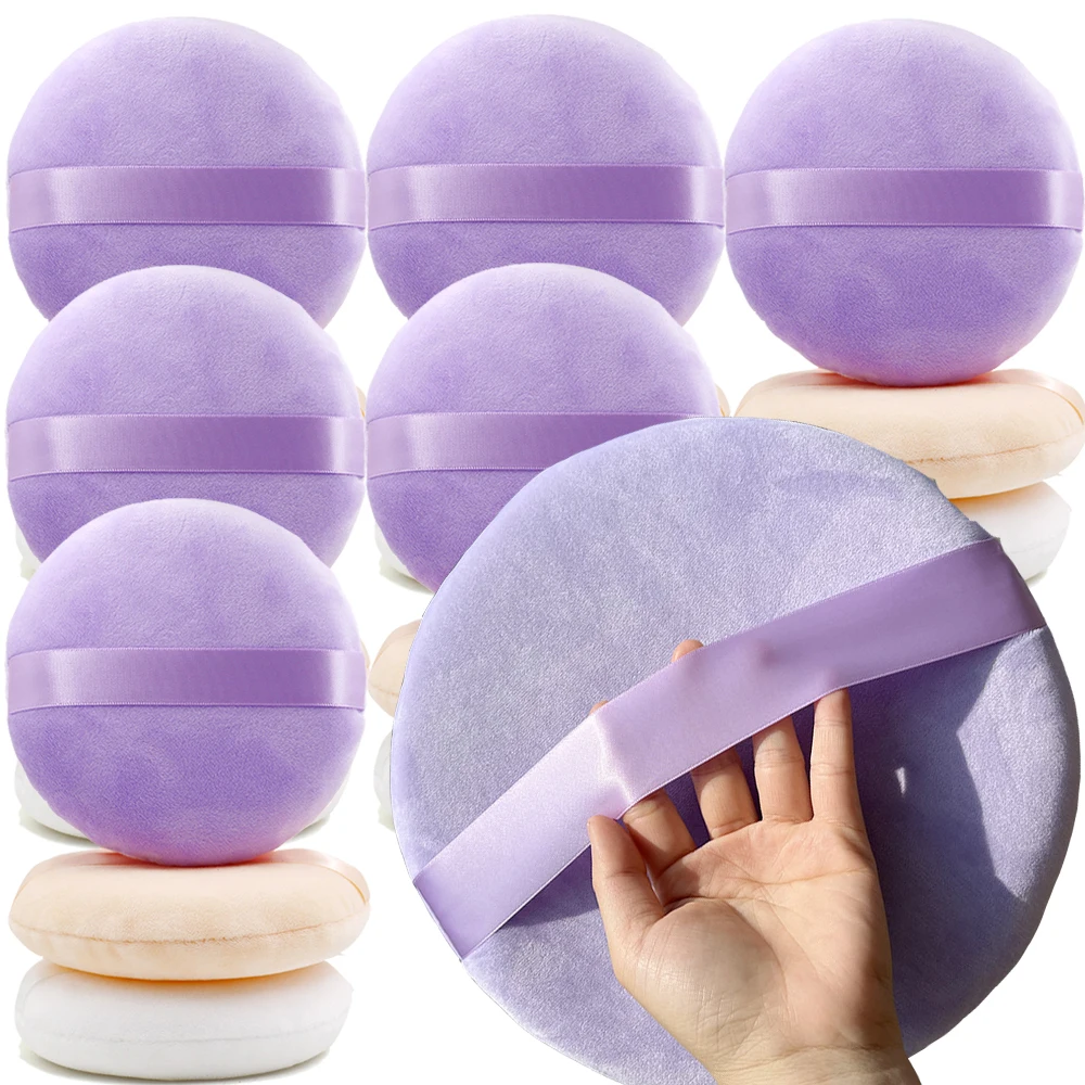 Esponja de beleza de pó seco grande Puff Velvet Puff cosmético macio, ferramenta de fundação facial, pó macio Puffs, 13mm, 1 a 3pcs