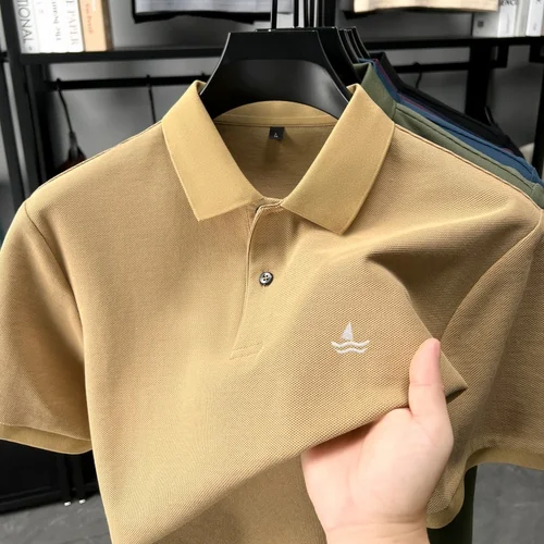 Imagen 2 del producto Alta calidad 100% algodón camisa polo de manga corta para hombre verano nueva moda marca velero bordado negocio casual solapa camiseta