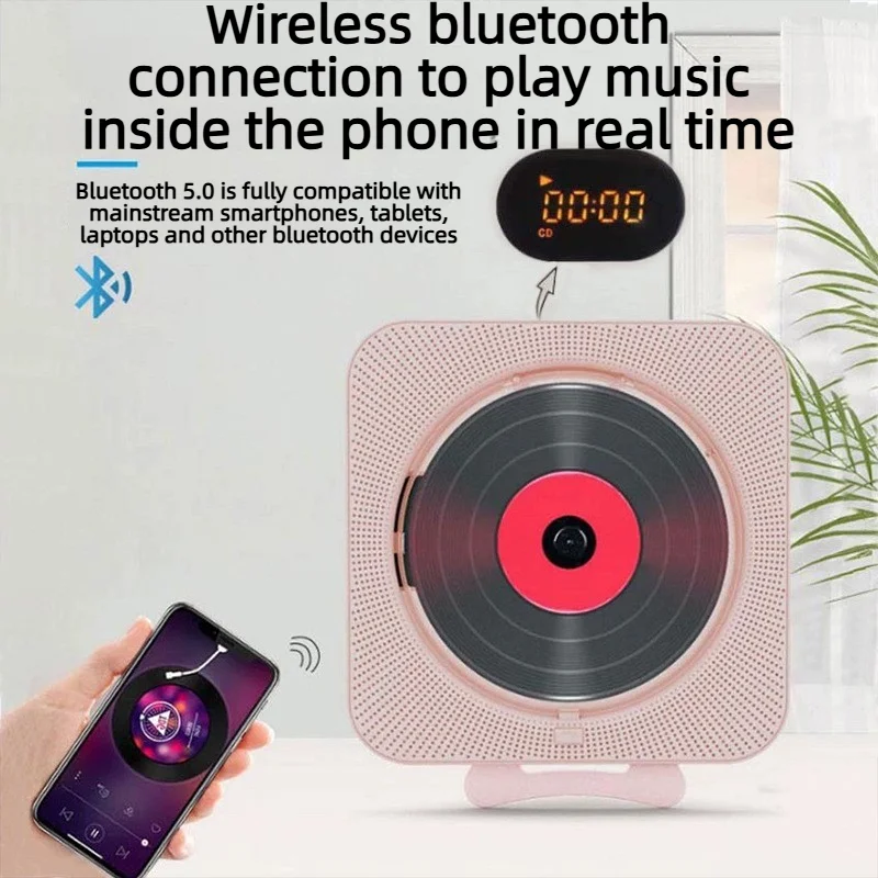

НОВЫЙ портативный CD-плеер с Bluetooth, мультимедийный проигрыватель, FM-радио, LED-экран, настенный плеер, инфракрасный беспроводной пульт дистанционного управления