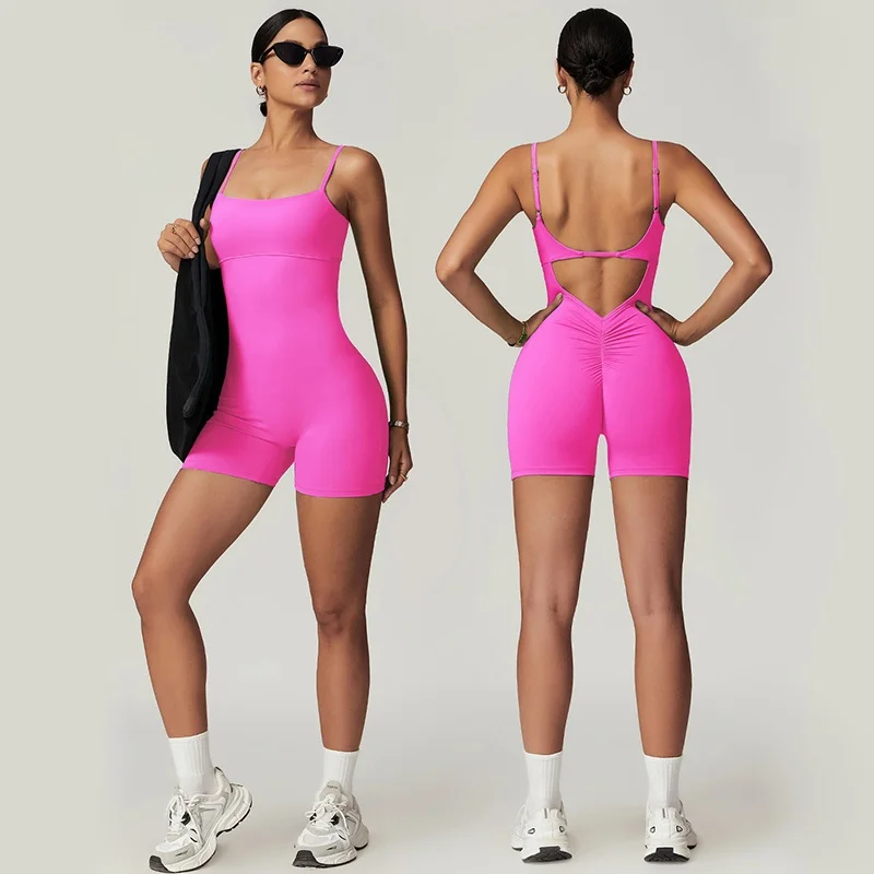 Cloud Rise Women SEXY V Back Yoga Jumpsuit Sports Backless One-Piece Suit Gym Fitness Bodysuit Workout Suit Overall Sportswear