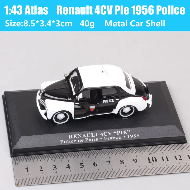 1:43 małe Renault 4CV Pie 1956 supermini policja Diecast i pojazdy modele skala metalowy samochód Vintage zabawki miniaturowe dla dzieci