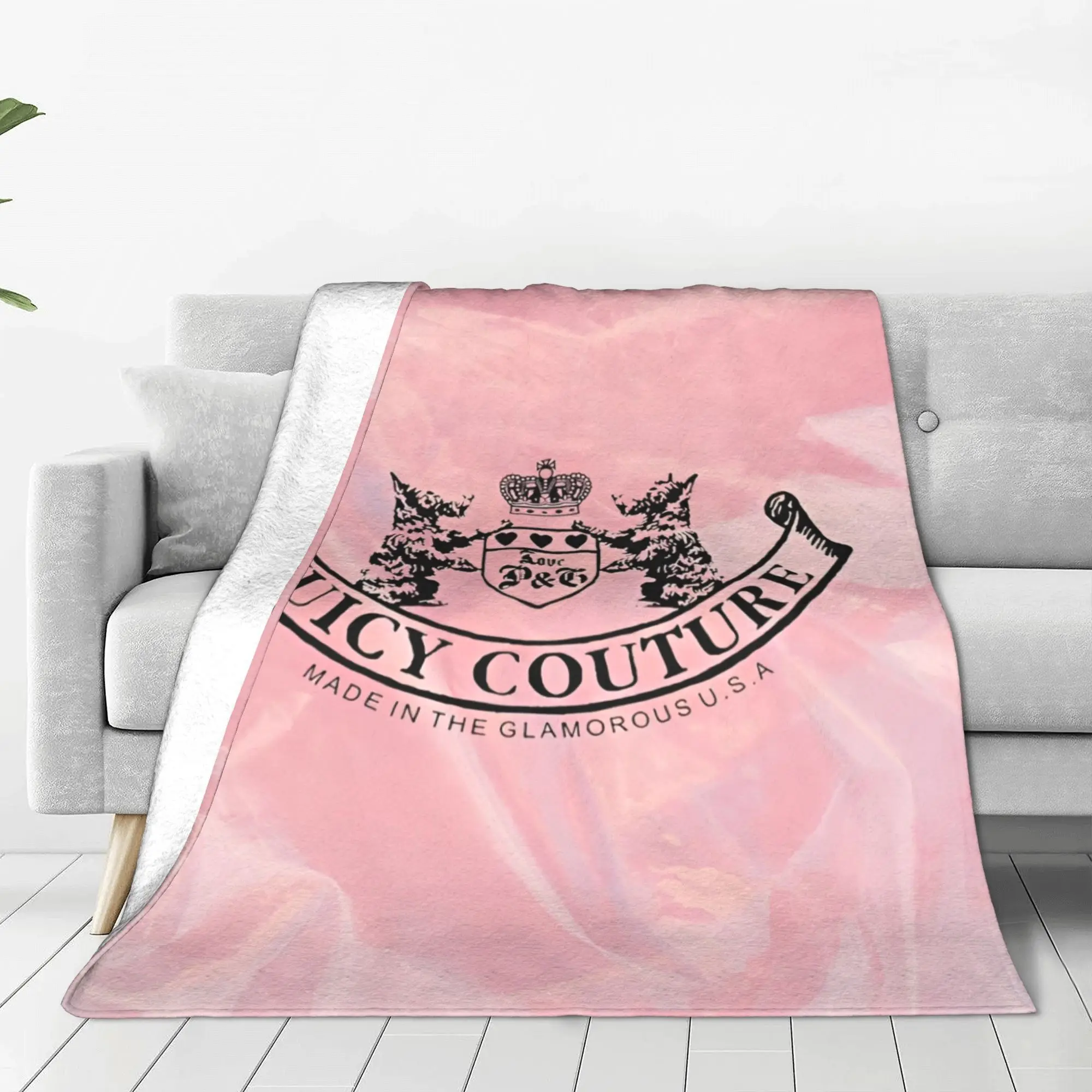 Juicys Pink Y2K JC Blankets Fleece Summer Air  Coutures  Multi-function Lightweight Thin Throw Blanket for Sofa Couch Bedspread