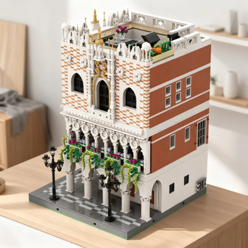 

4998 деталей MOC: Модульная модель Соборной площади Венеции, строительные блоки, креативный подарок, коллекционный декор, премиум-класс для детей