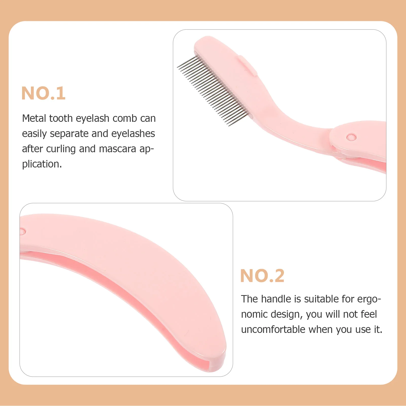 

1pcs Stainless Steel Eyelash Comb Foldable Travel Metal Tooth Plastic Handle Easy Grip Mascara Curling Eyebrow Curved Separator