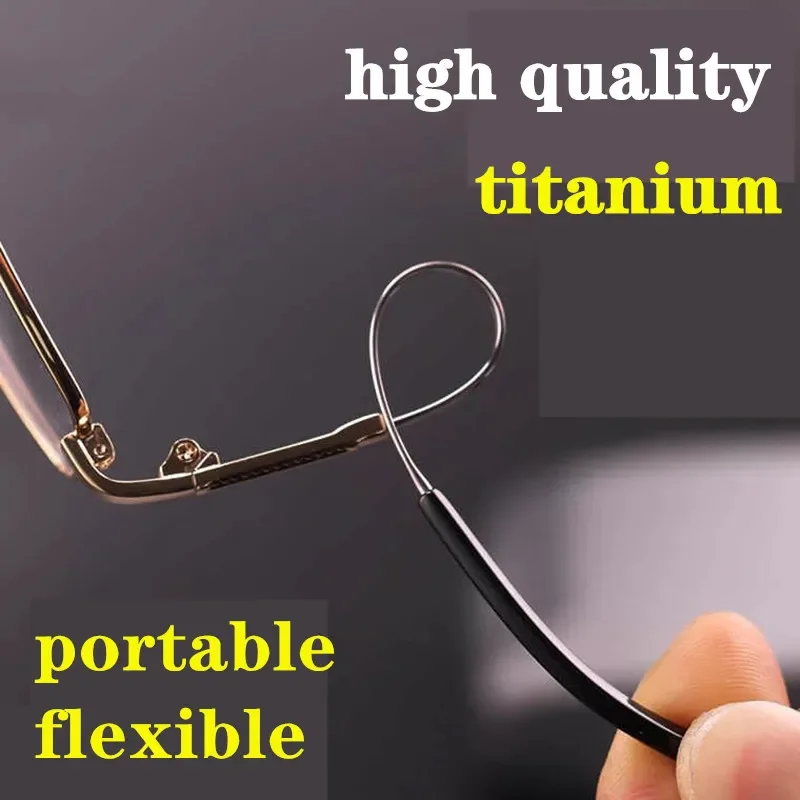 Metal Titanium Progressive Multifocal Reading Glasses Men Women Anti Blue Light Presbyopic Glasses Half Frame High Quality