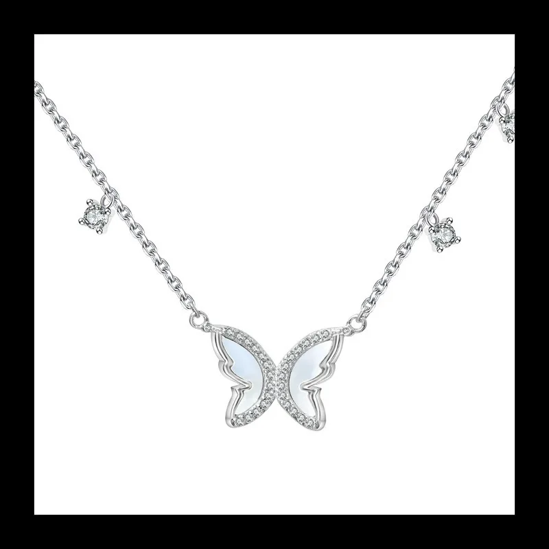 TK رائجة البيع فراشة قلادة مزاجه S925 الفضة الخفيفة الفاخرة تصميم فريتيلاري عقد من حجر الياقوت سلسلة الترقوة #5