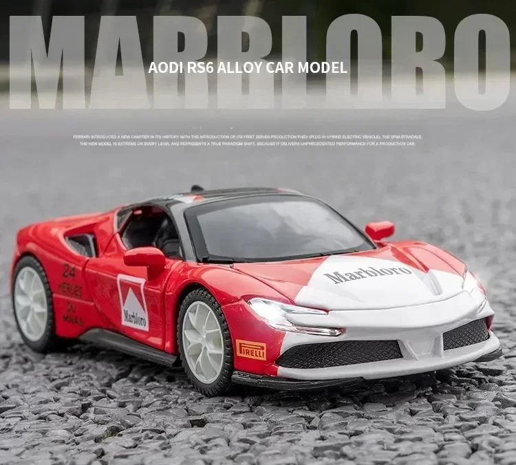 

1:32 Ferrari SF90 спортивный автомобиль литой под давлением модель из металлического сплава автомобиля звук свет отступить коллекция игрушек подарки