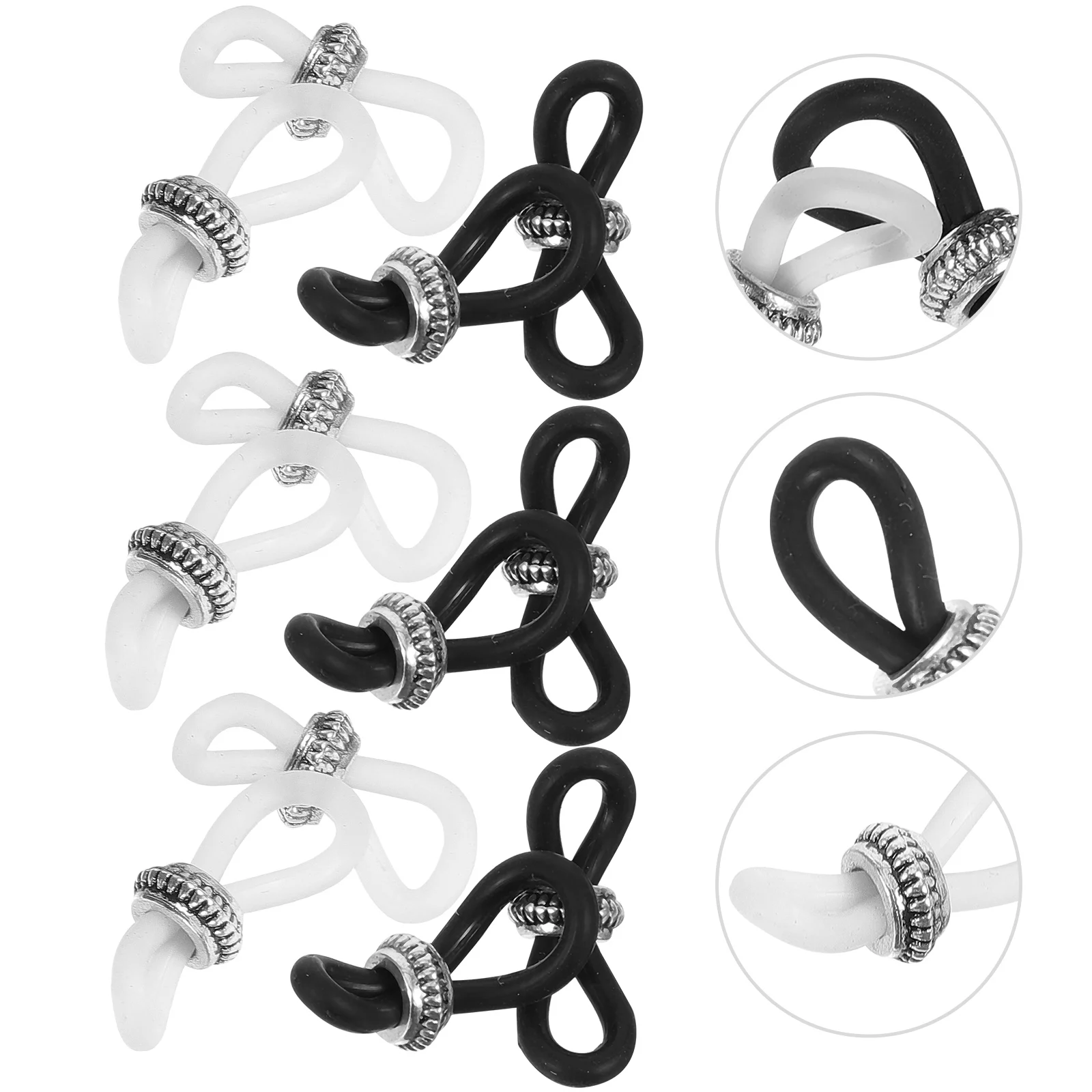 

20pcs Glasses Chain Ends Anti-slip Buckle Connectors White Black Silicone Circle Tips Retainer Replacement Accessories Jewelry