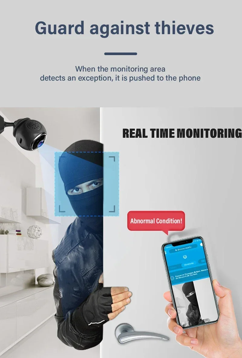 Minicámara inteligente de seguridad para el hogar, videocámara de vigilancia pequeña, IP, monitoreo remoto, visión nocturna, Invisible, 1080p, HD, Wifi