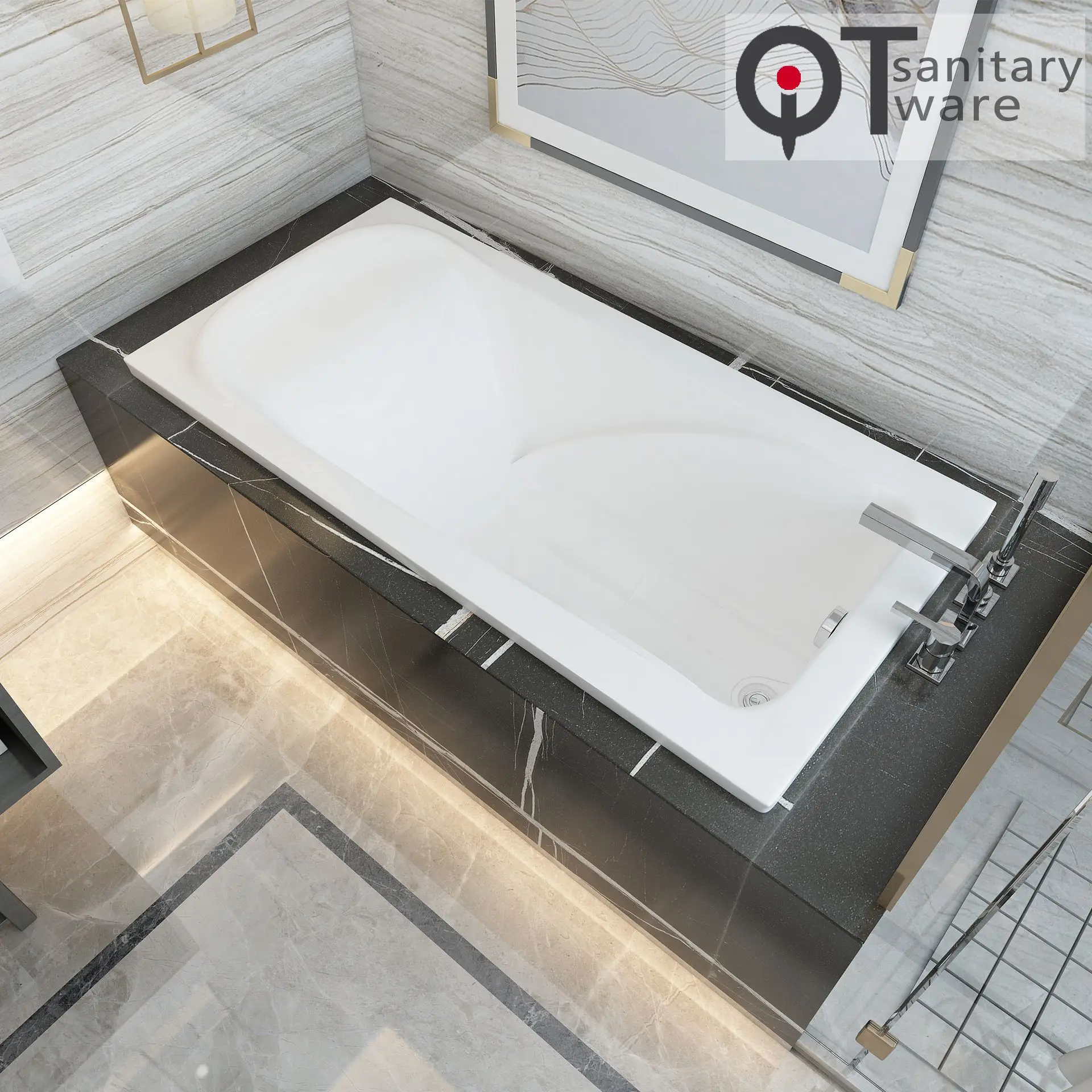Foshan manufacturer direct supply hotel engineering Internet celebrity homestay adult acrylic built-in bathtub QT-2106A