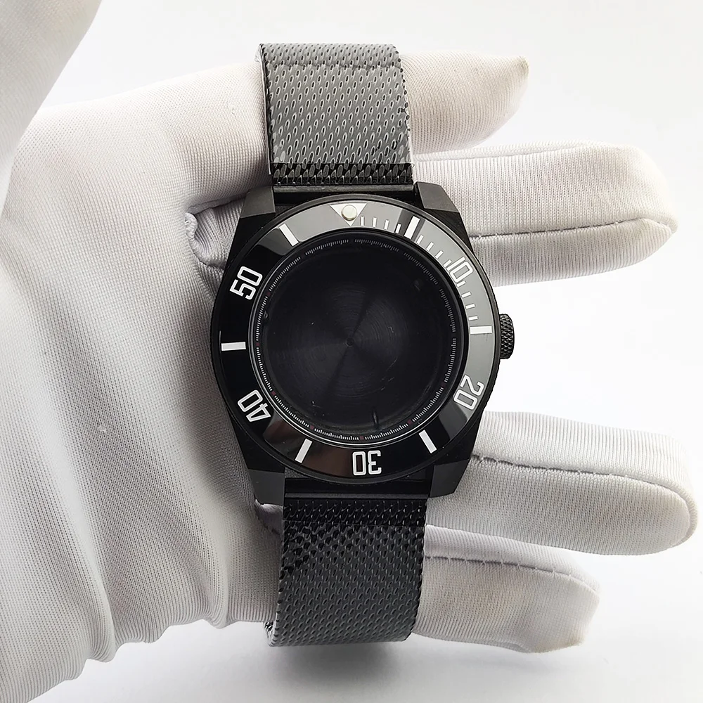 

watch case Simple Black waterproof Stainless steel case Sapphire glass fit NH36 NH35 Movement NH35 case Customized watch parts