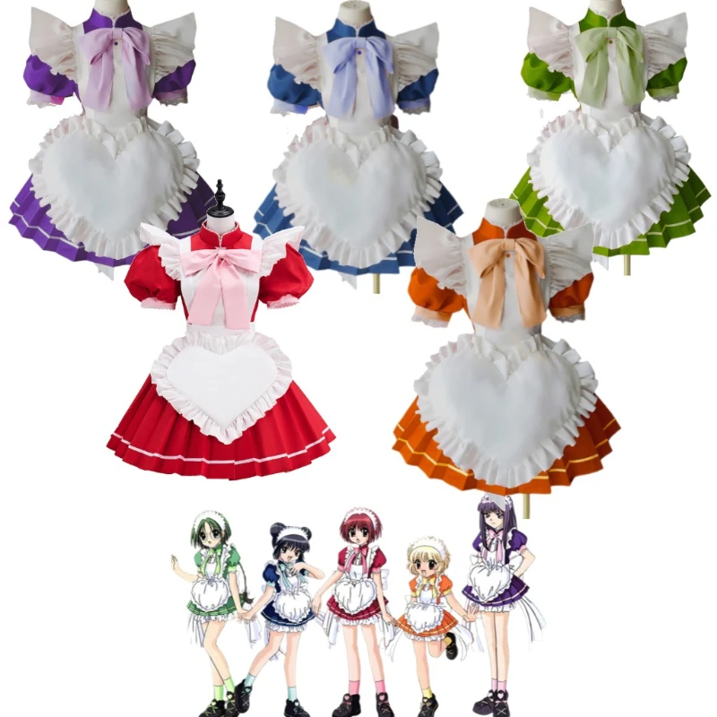 

Tokyo Mew Mew Mint Lettuce Cosplay Costume Retro Anime Maid Dress with Character Color Ribbon Cat Tail for Women Halloween