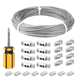 SGYM Cable Kit 20M/3mm Stainless Steel Wire Rope PVC Coated For Climbing Plants Garden Wire Balustrade