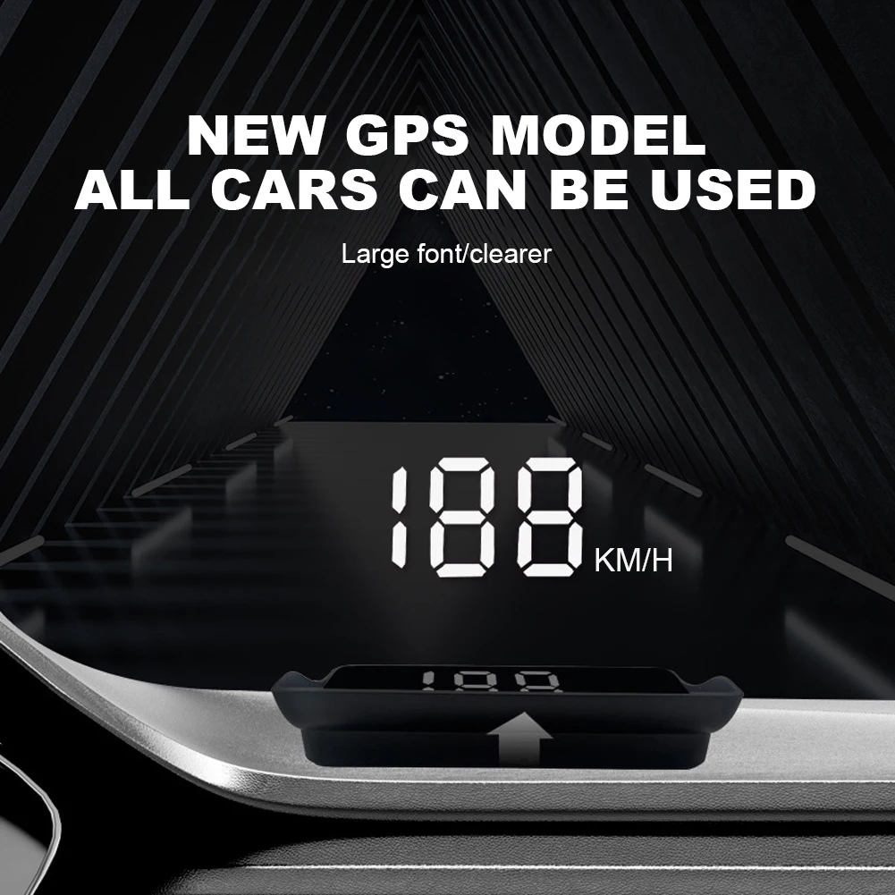 Car Digital GPS Speedo LED Display GPS Speed Detector Big Font Smart Head Up Display Windshield Speed Projector for Vehicle Auto