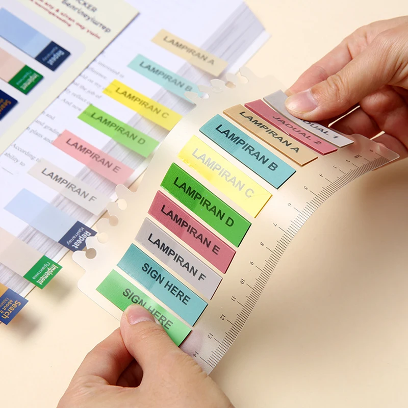 200 lembar tablet berperekat warna-warni catatan tempel ankle penanda dapat ditulis kertas tab kalender transparan Label penanda
