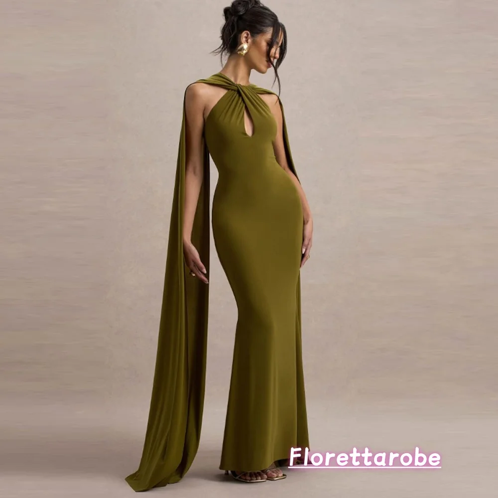 

Florettarobe Fashion Evening Dresses Halter Criss Cross Sexy Backless Mermaid Party Prom Gown High Quality D Customized