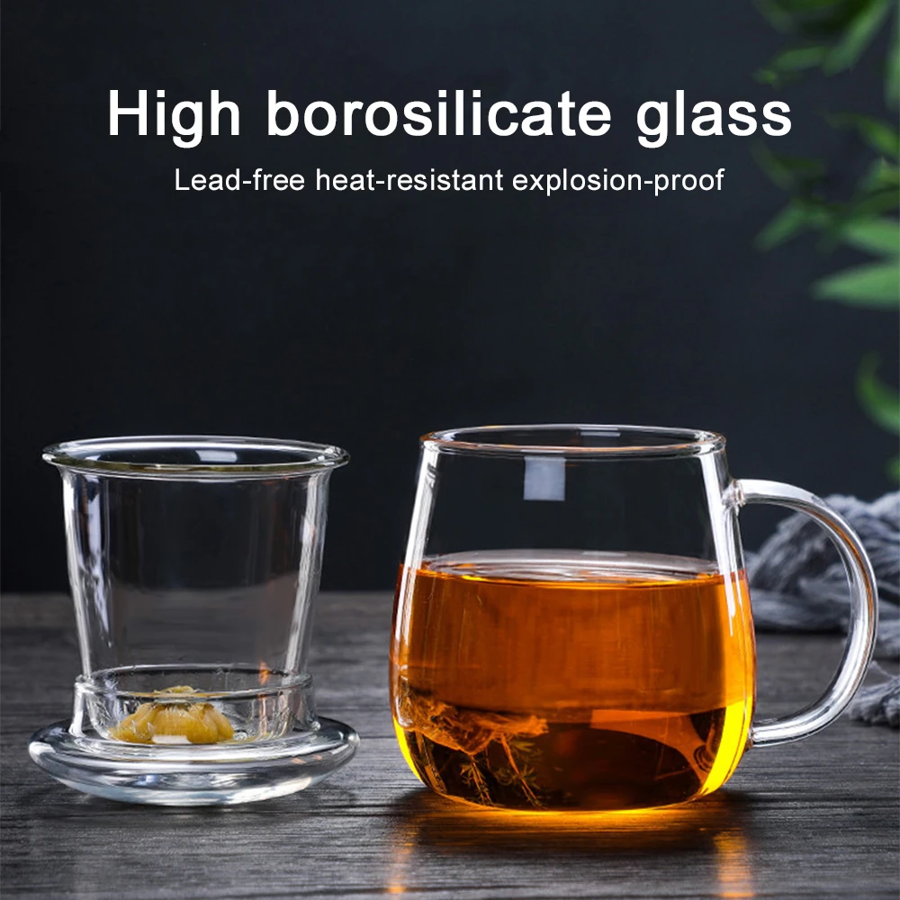 300-550ML Filterable Glass Teapot Heat-resistant Thickened Teapot High-borosilicate Glass Flower Teacup Glass Tea Mug Set