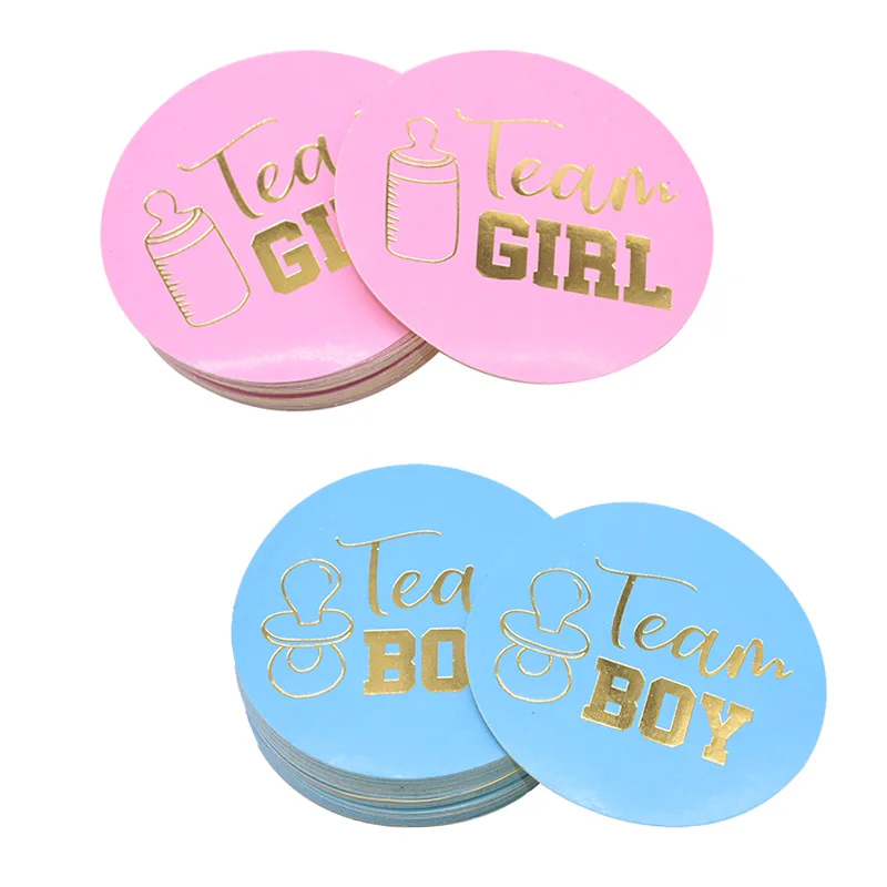 48Pcs Team Boy Team Girl Stickers Decoration Baby Shower Sticker Its Boy Girl Vote Gift Bag Sticker for Gender Reveal Party