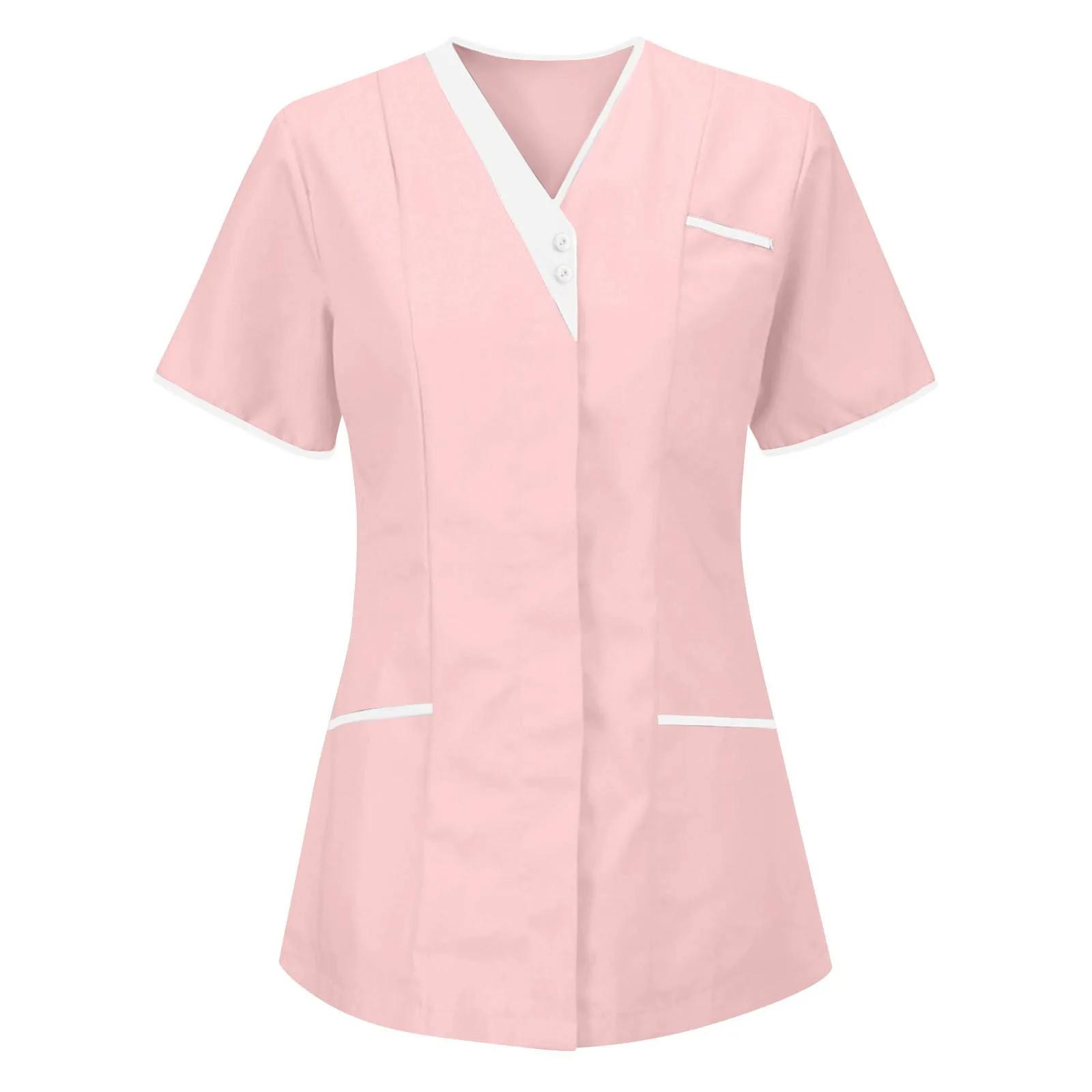 Roupa de trabalho clínica uniforme de enfermeira médica esfrega superior manga curta roupas de médico cor sólida blusa esfoliante médico vneck workwear