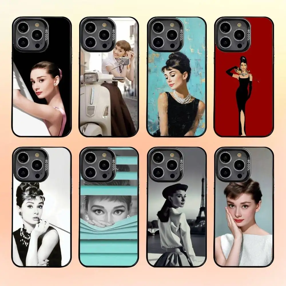 

Actor A-Audrey H-Hepburn A-Actor Phone Case For iPhone 16,15,14,13,12,11,Pro,MAX Gray Matte Silicone Black Cover