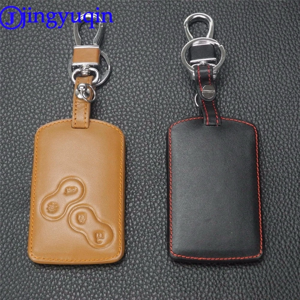 jingyuqin Remote 4 B Leather Key Case Cover For Renault Koleos Laguna 2 3 Megane 1 2 3 Sandero Scenic Captur Clio Duster Fluence