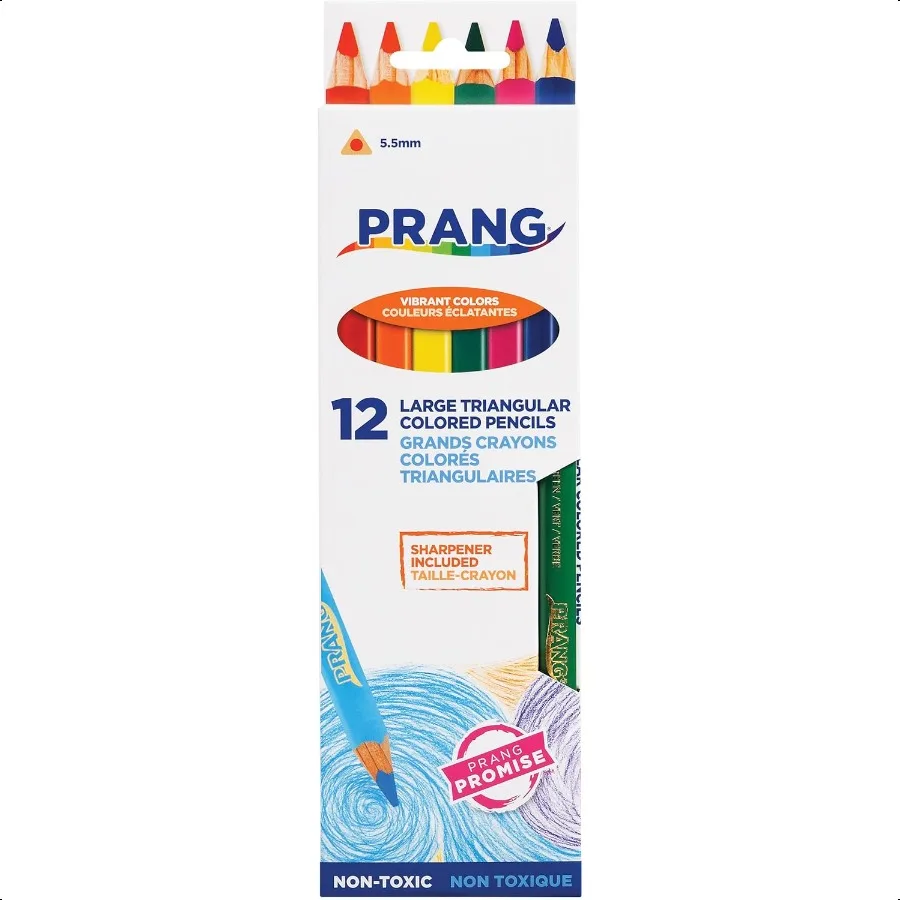

Triangular Colored Pencils With Sharpener Assorted Colors 5.5 mm Core 12 Count