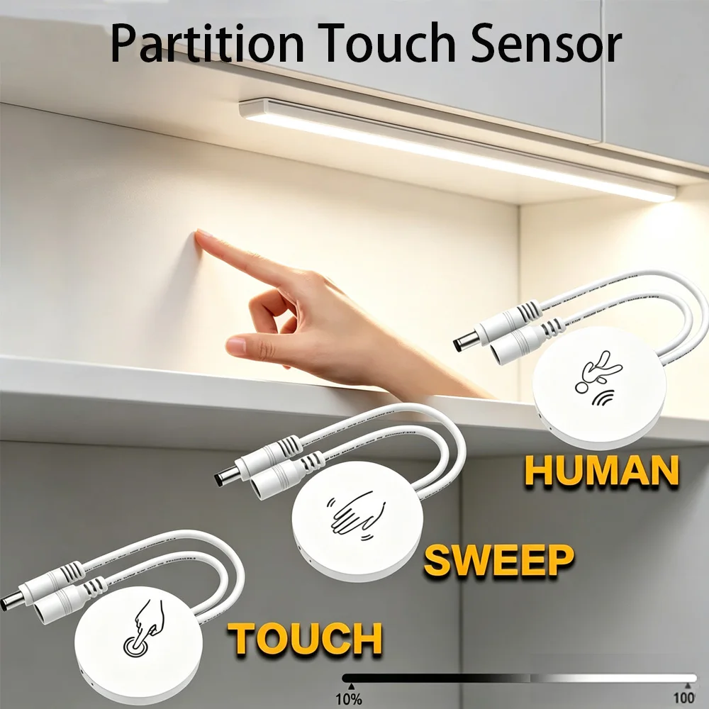 DC5V-24V Detachable Hidden Inductive Touch Switch for Wood Glass Plastic Wardrobe/Mini Partition Touch/Sweep/Pir Motion Sensor