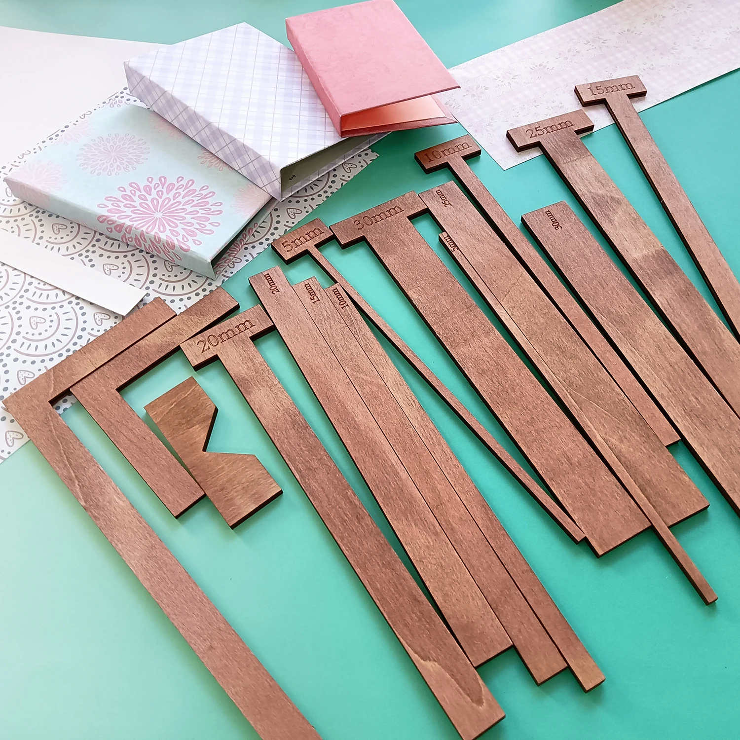 15pcs Bookbinding Tool Bookbinding T-handle Spacer set for Making Handmade Notebook Covers/Book Covers Booklet/Bookbinding Ruler