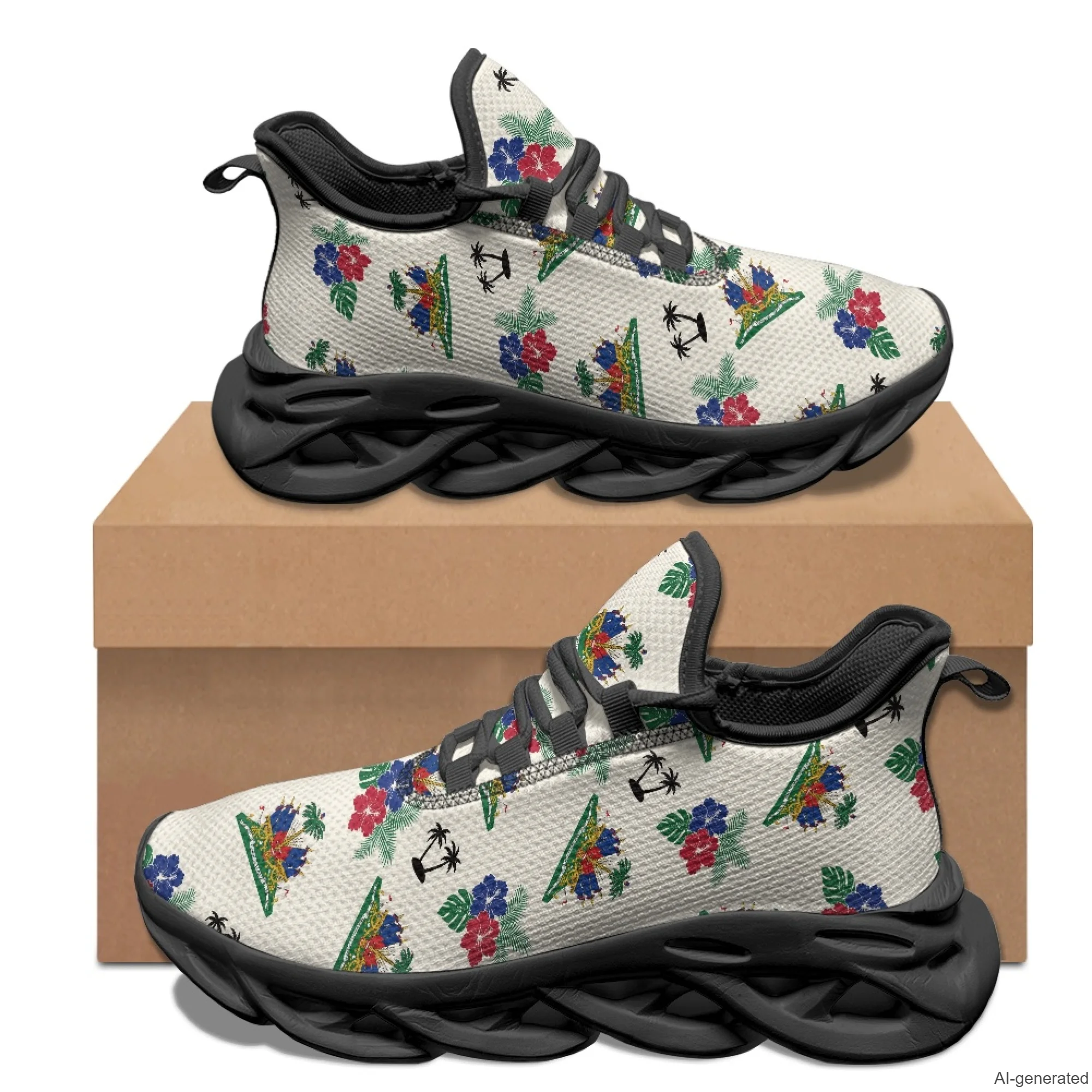 XIXIRIMIDO Max Soul Shoes Haitian Flag Print Running Shoes for Men Casual Fashion Women Snakers Walking Shoes 35-48