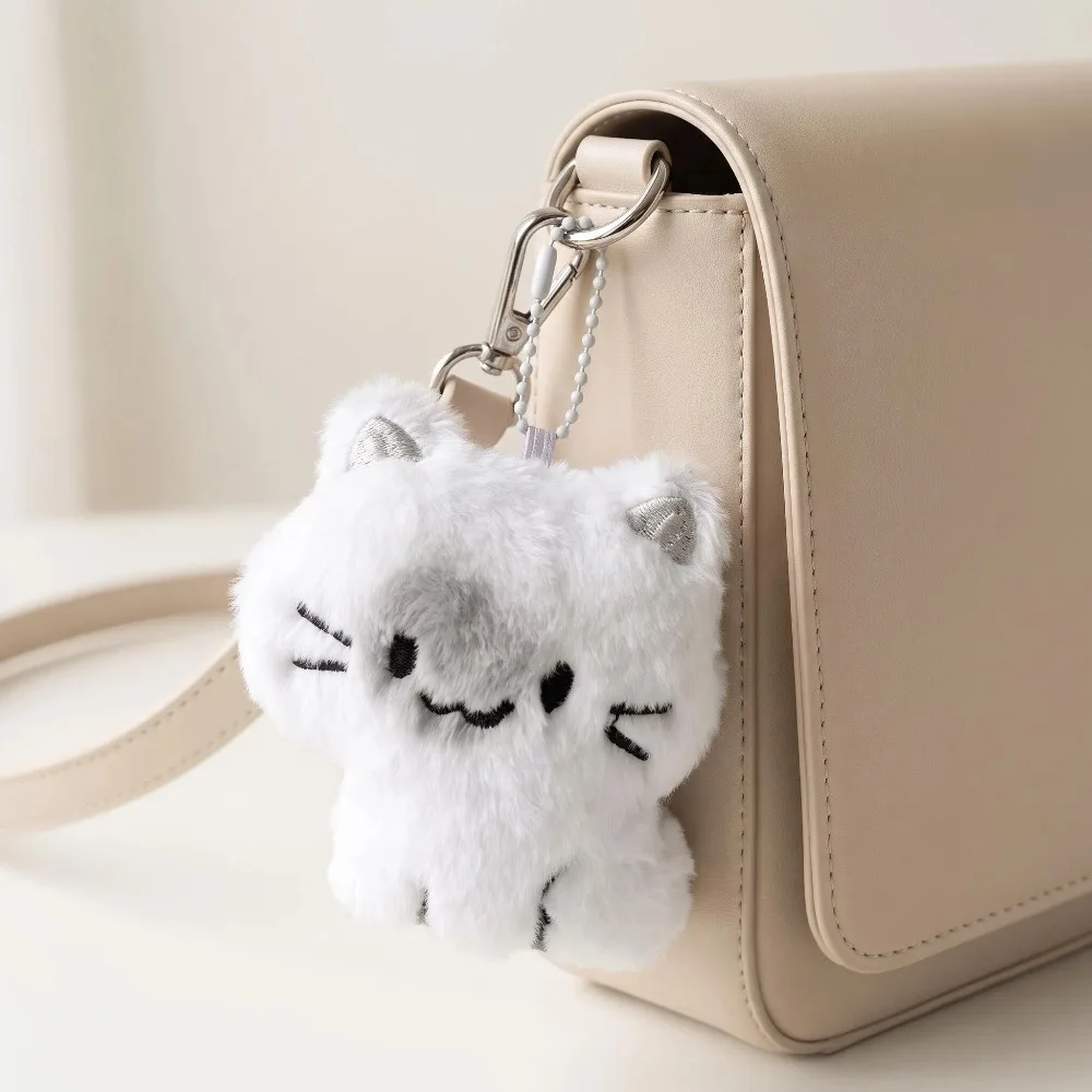 Cute Bib Siamese Cat Plush Keychain for Women Bag Charm Decor Soft Kitten Doll Backpack Pendant Party Gifts Keychain Accessories