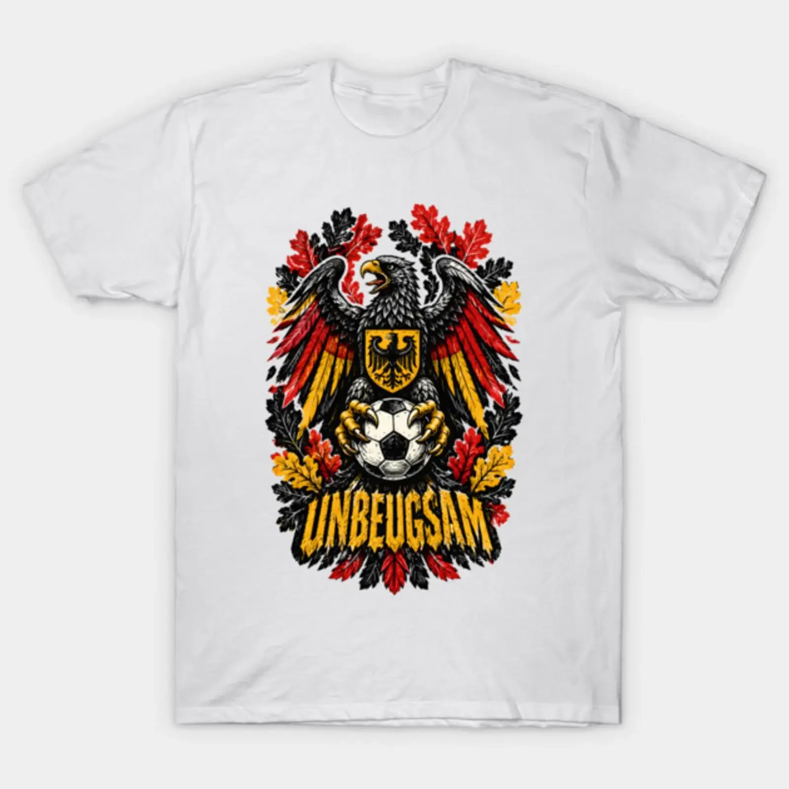 Germany Unbeugsam Indomitable Eagle Distressed Illustration T Shirt vintage Washed Casual Comfortable Versatile homme