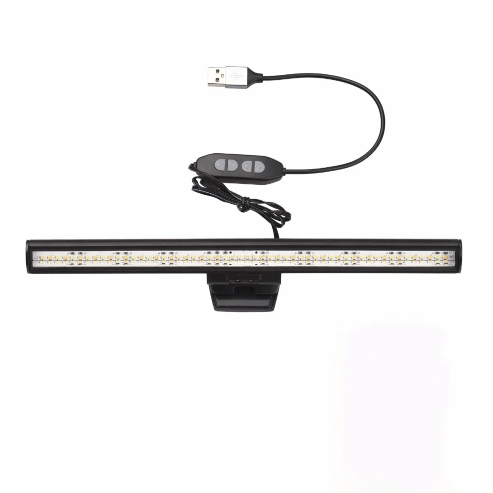 3 Color Temperature Monitor Light Bar Clip On USB Powered LED Task Lamp Adjustable Brightness Computer Monitor Light Home